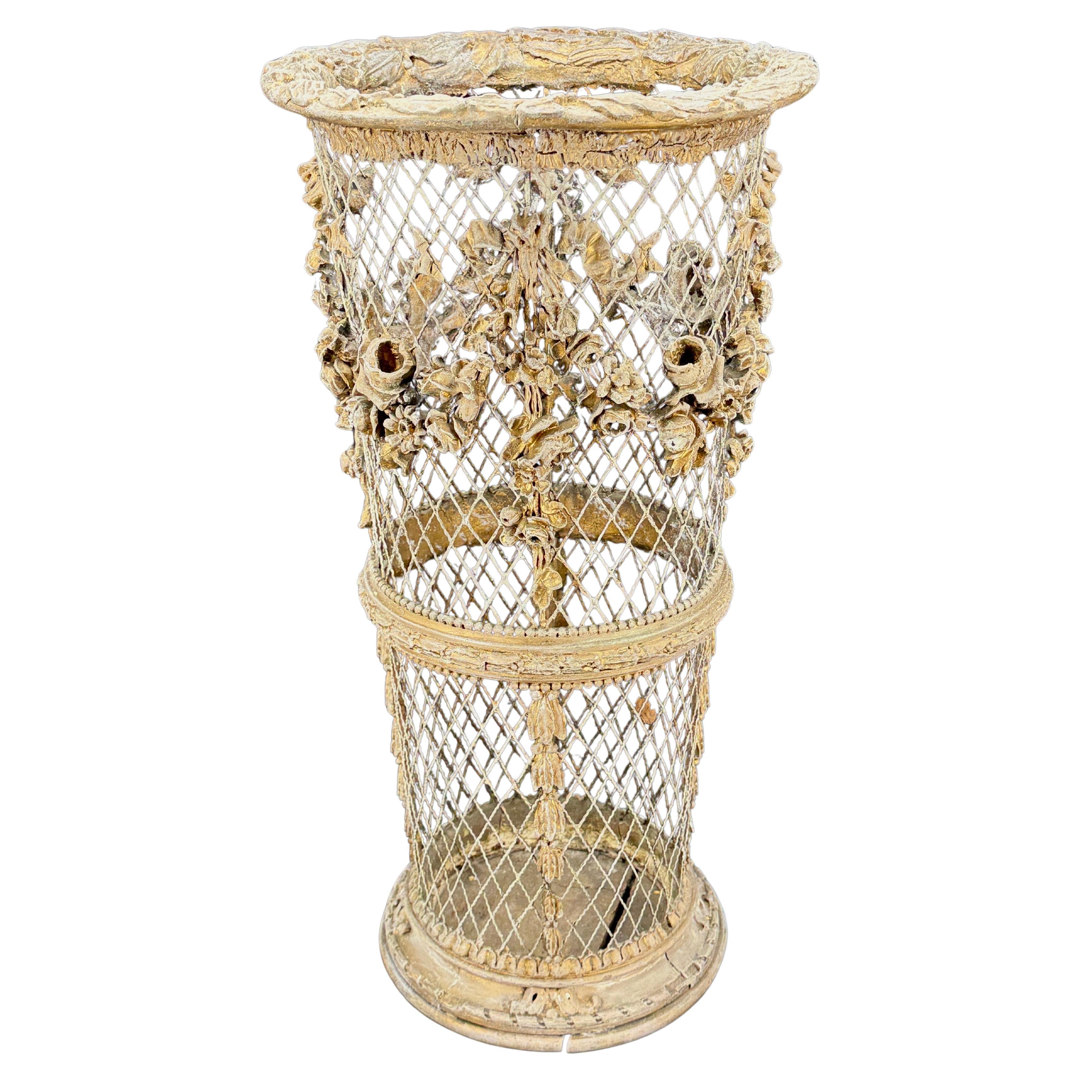 19th Century French Louis XVI Gilt Gold Wood Umbrella Stand