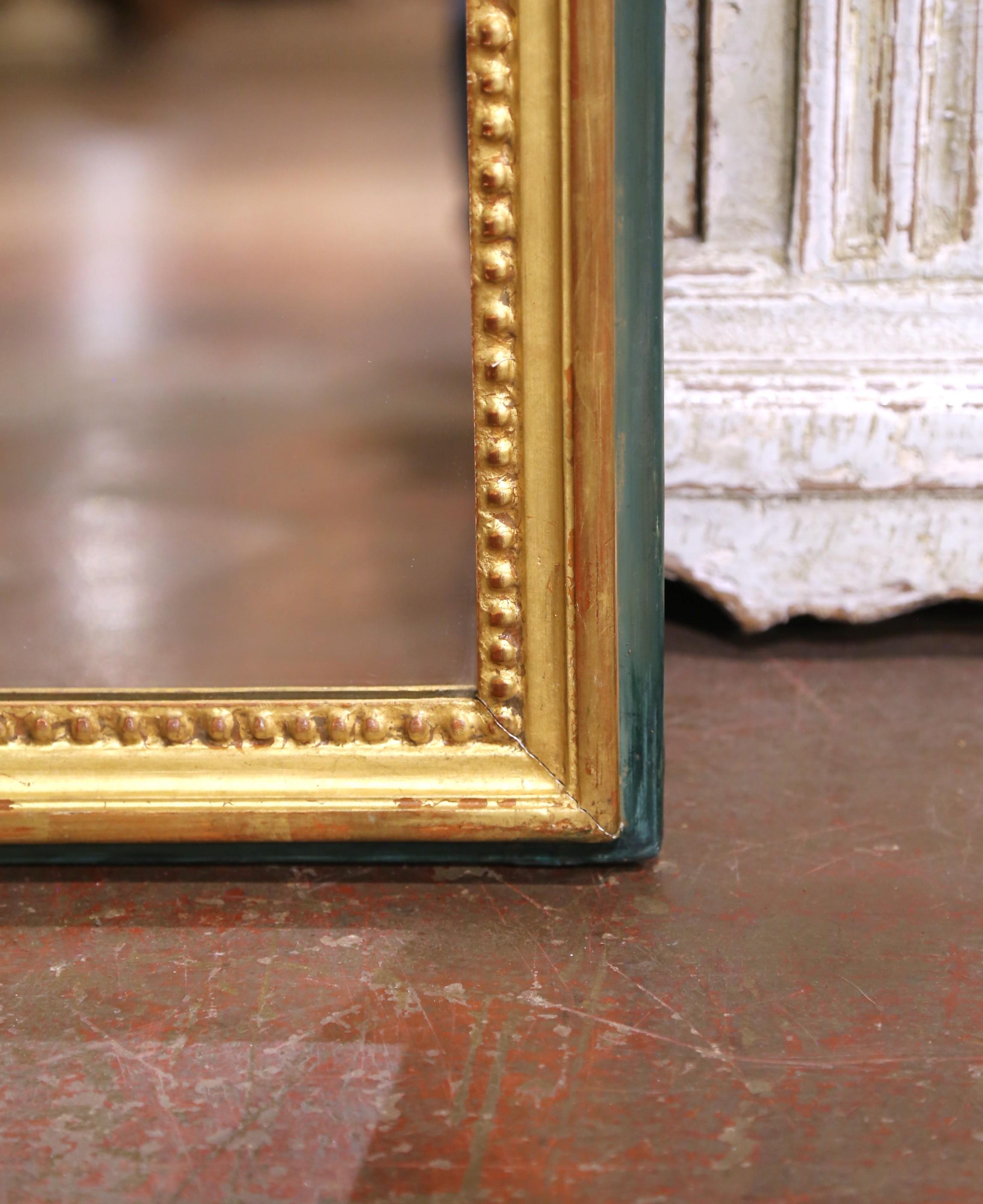 19th Century French Louis XVI Giltwood and Painted Wall Mirror with Beaded Trim For Sale 2