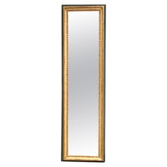 19th Century French Louis XVI Giltwood and Painted Wall Mirror with Beaded Trim