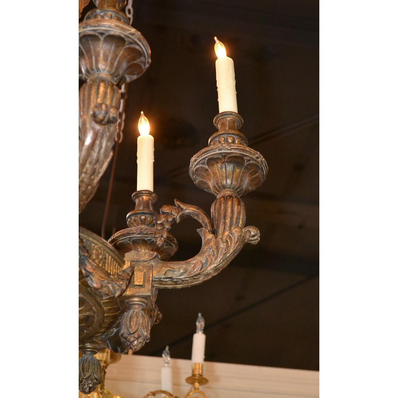 Late 19th Century 19th Century French Louis XVI Giltwood Chandelier