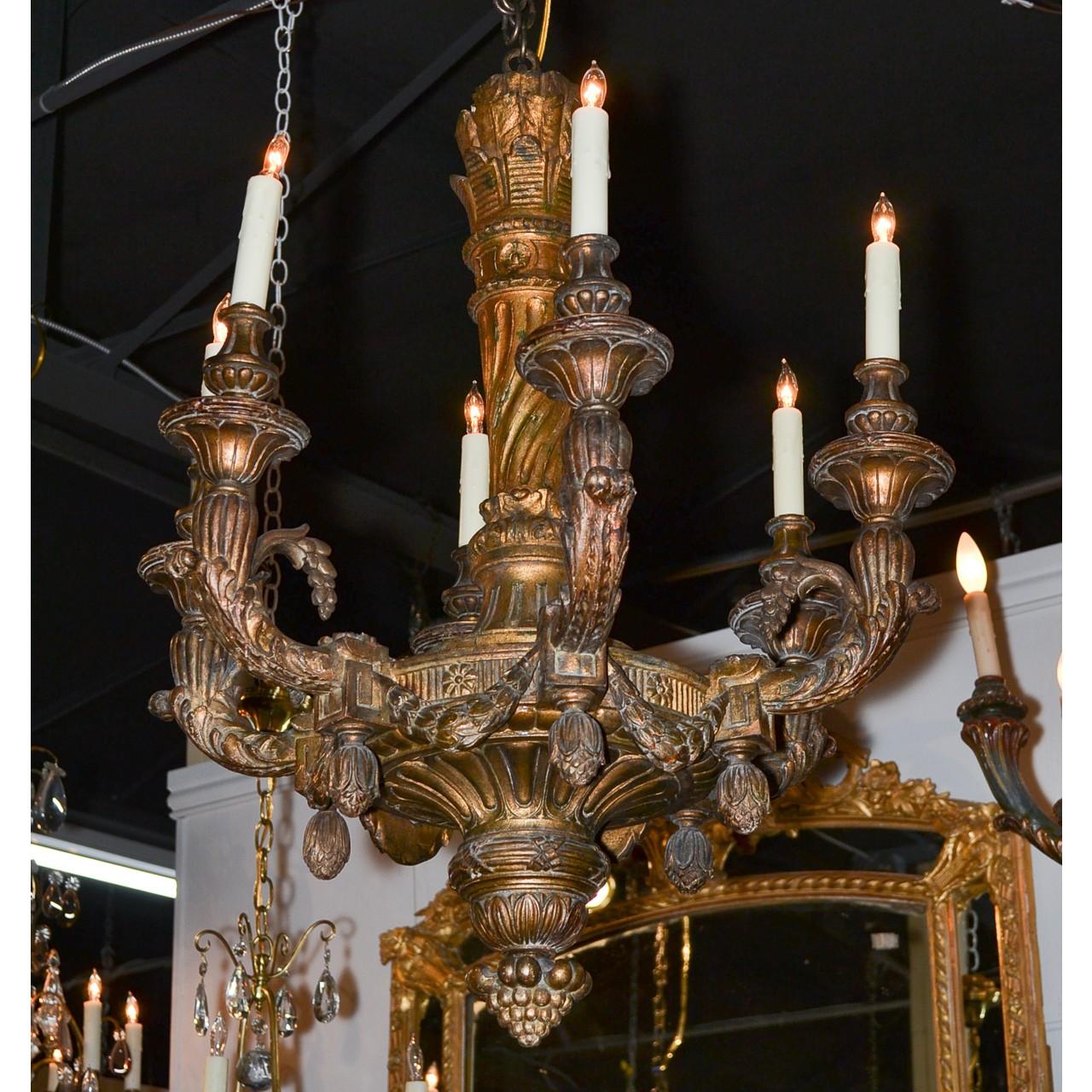 Wood 19th Century French Louis XVI Giltwood Chandelier