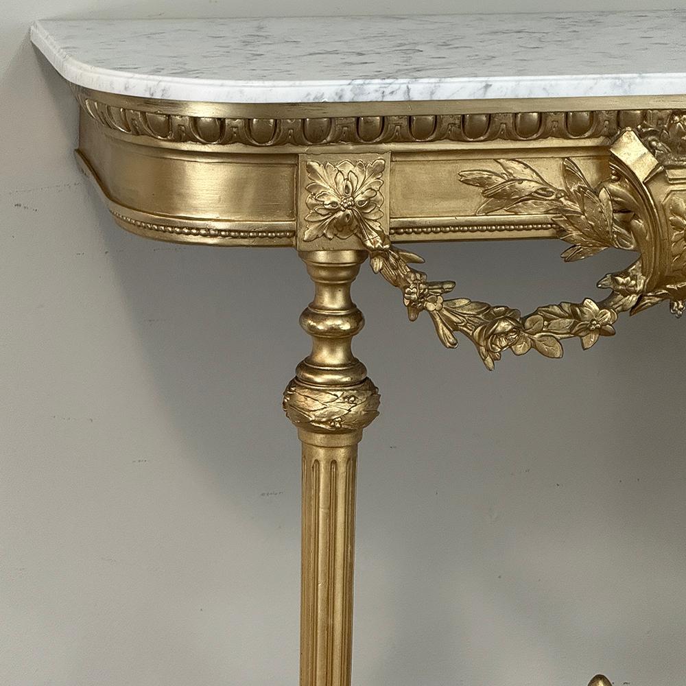 19th Century French Louis XVI Giltwood Console with Carrara Marble In Good Condition For Sale In Dallas, TX