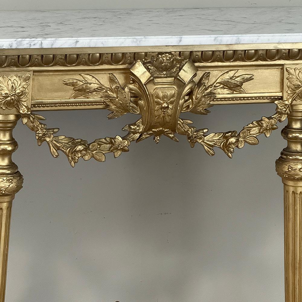 19th Century French Louis XVI Giltwood Console with Carrara Marble For Sale 1