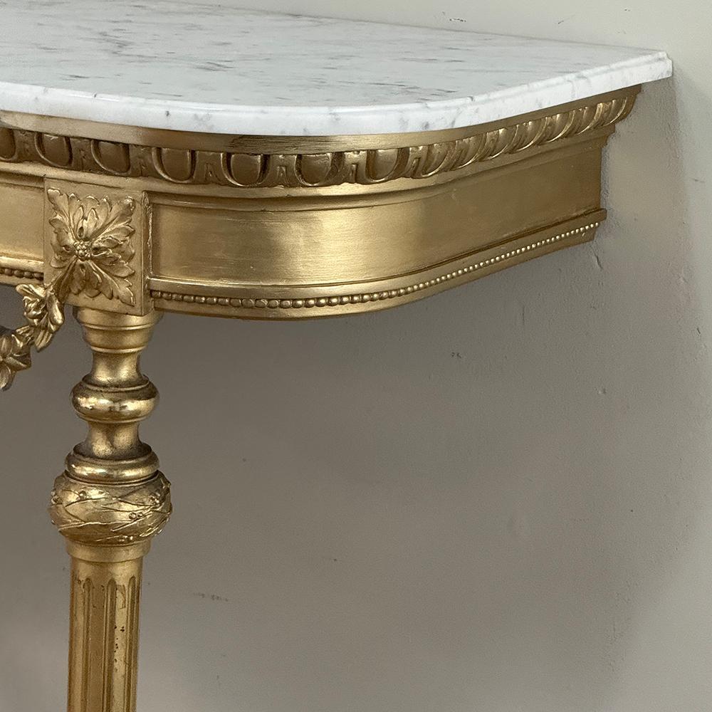 19th Century French Louis XVI Giltwood Console with Carrara Marble For Sale 2