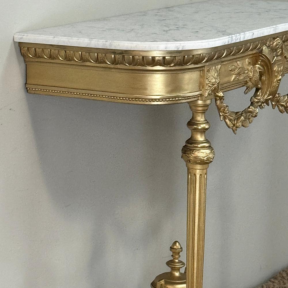 19th Century French Louis XVI Giltwood Console with Carrara Marble For Sale 3
