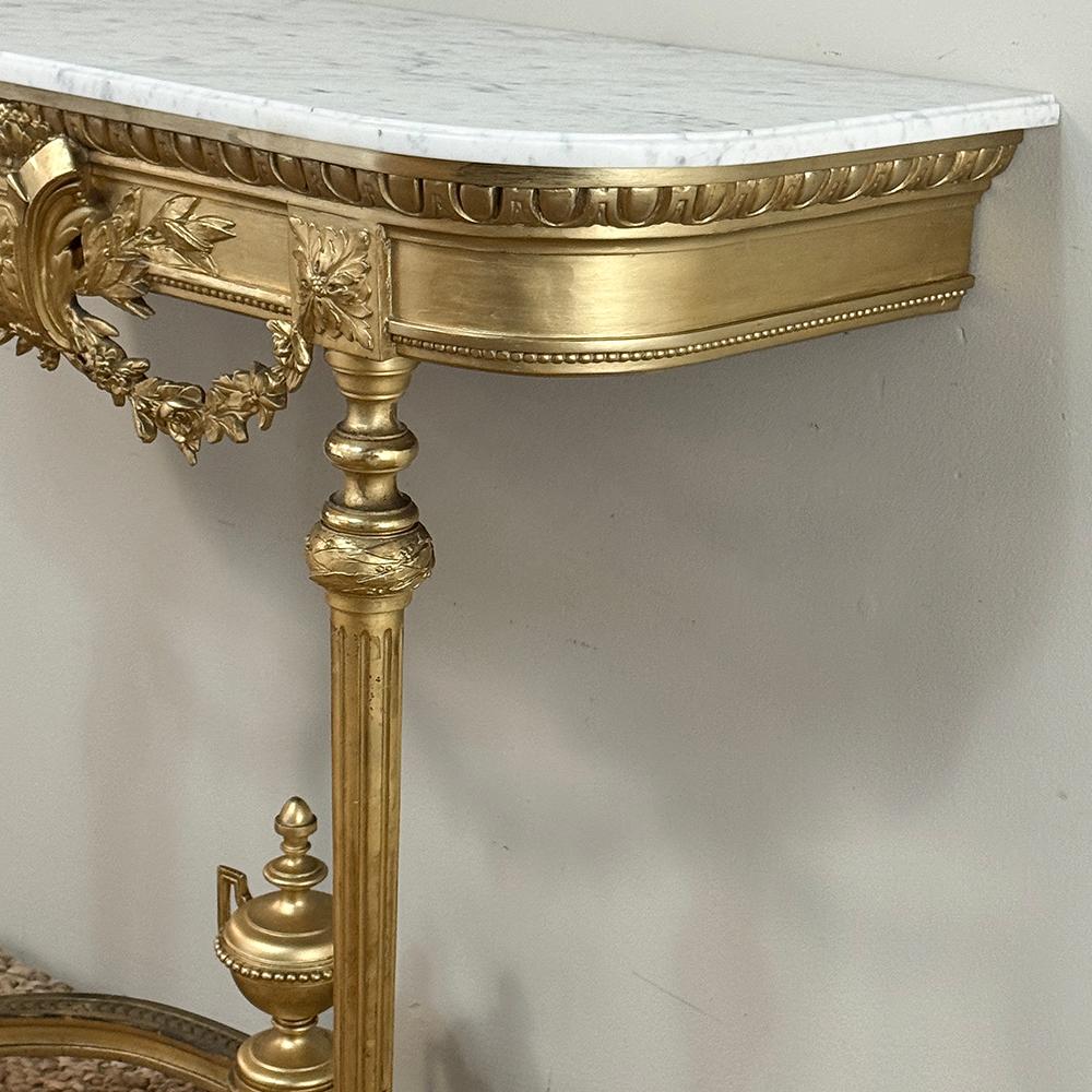 19th Century French Louis XVI Giltwood Console with Carrara Marble For Sale 4