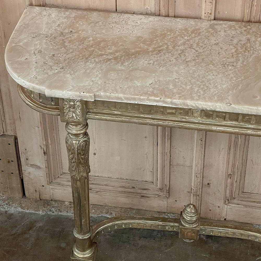 Late 19th Century 19th Century French Louis XVI Giltwood Marble Top Console