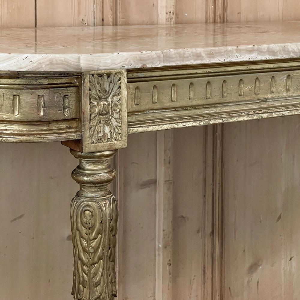 19th Century French Louis XVI Giltwood Marble Top Console 3