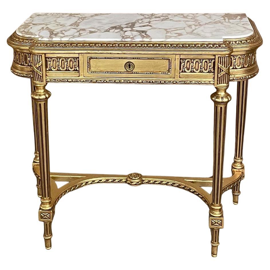 19th Century French Louis XVI Giltwood Marble Top Console