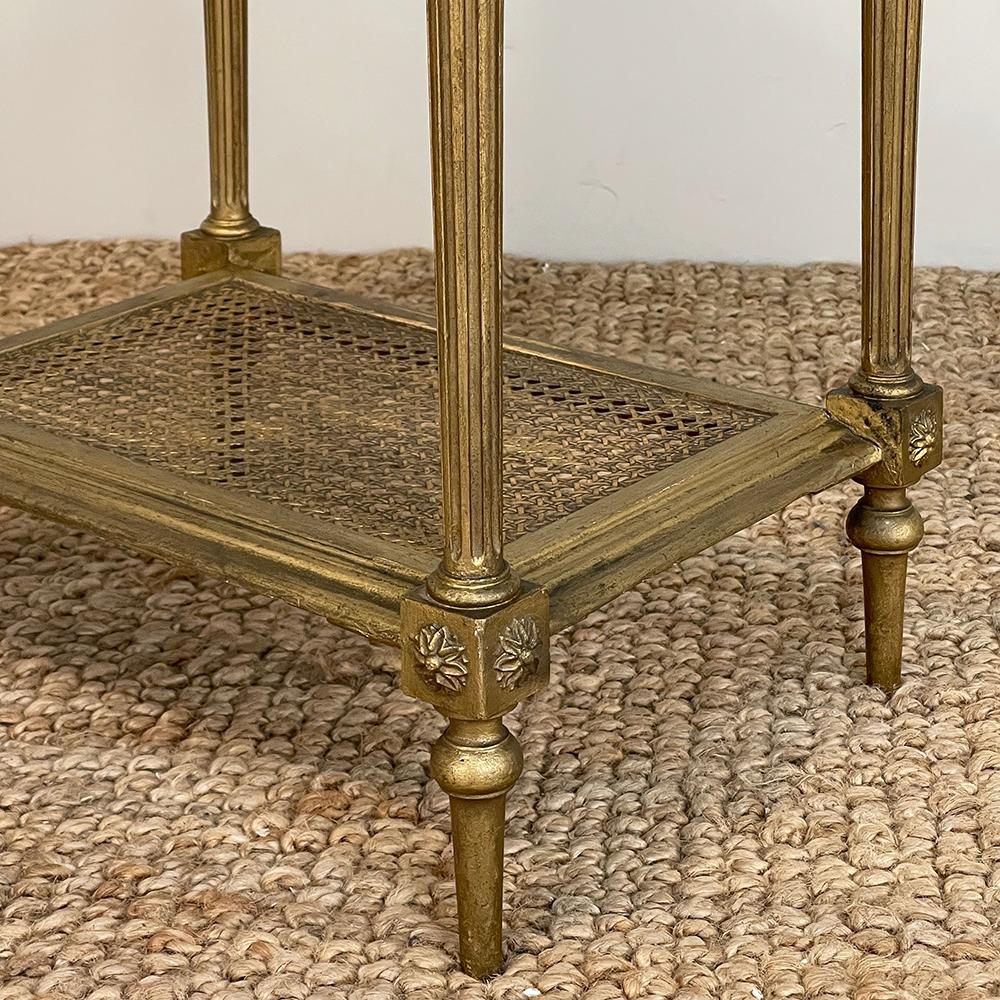 19th Century French Louis XVI Giltwood Marble Top Lamp Table ~ End Table For Sale 8