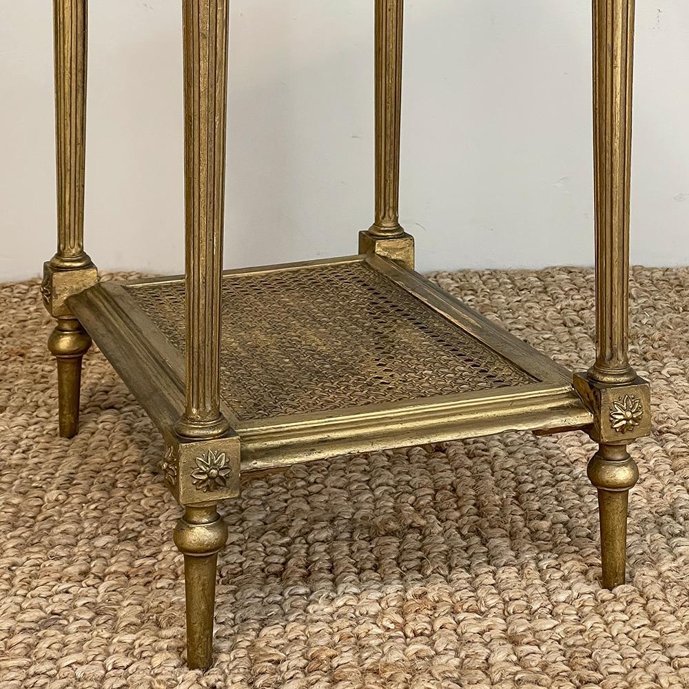 19th Century French Louis XVI Giltwood Marble Top Lamp Table ~ End Table For Sale 11