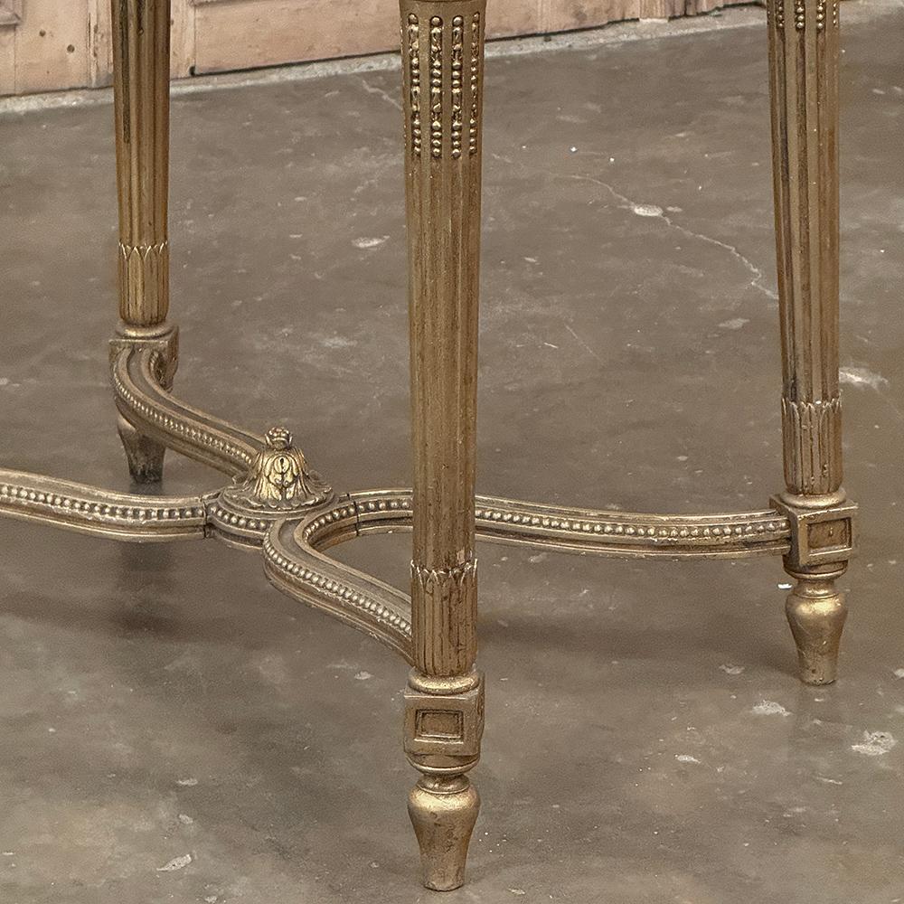 19th Century French Louis XVI Giltwood Marble Top Oval End Table in vendita 2