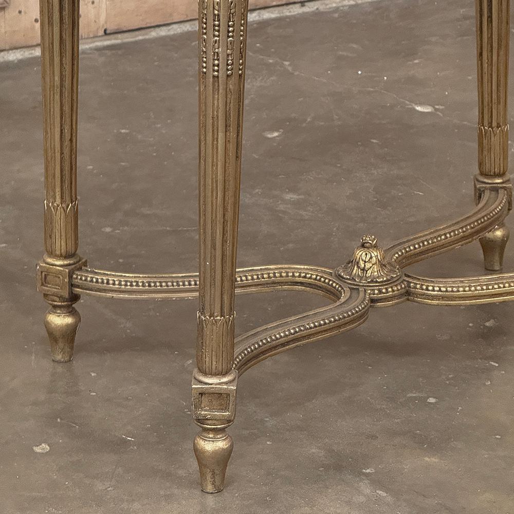 19th Century French Louis XVI Giltwood Marble Top Oval End Table in vendita 4