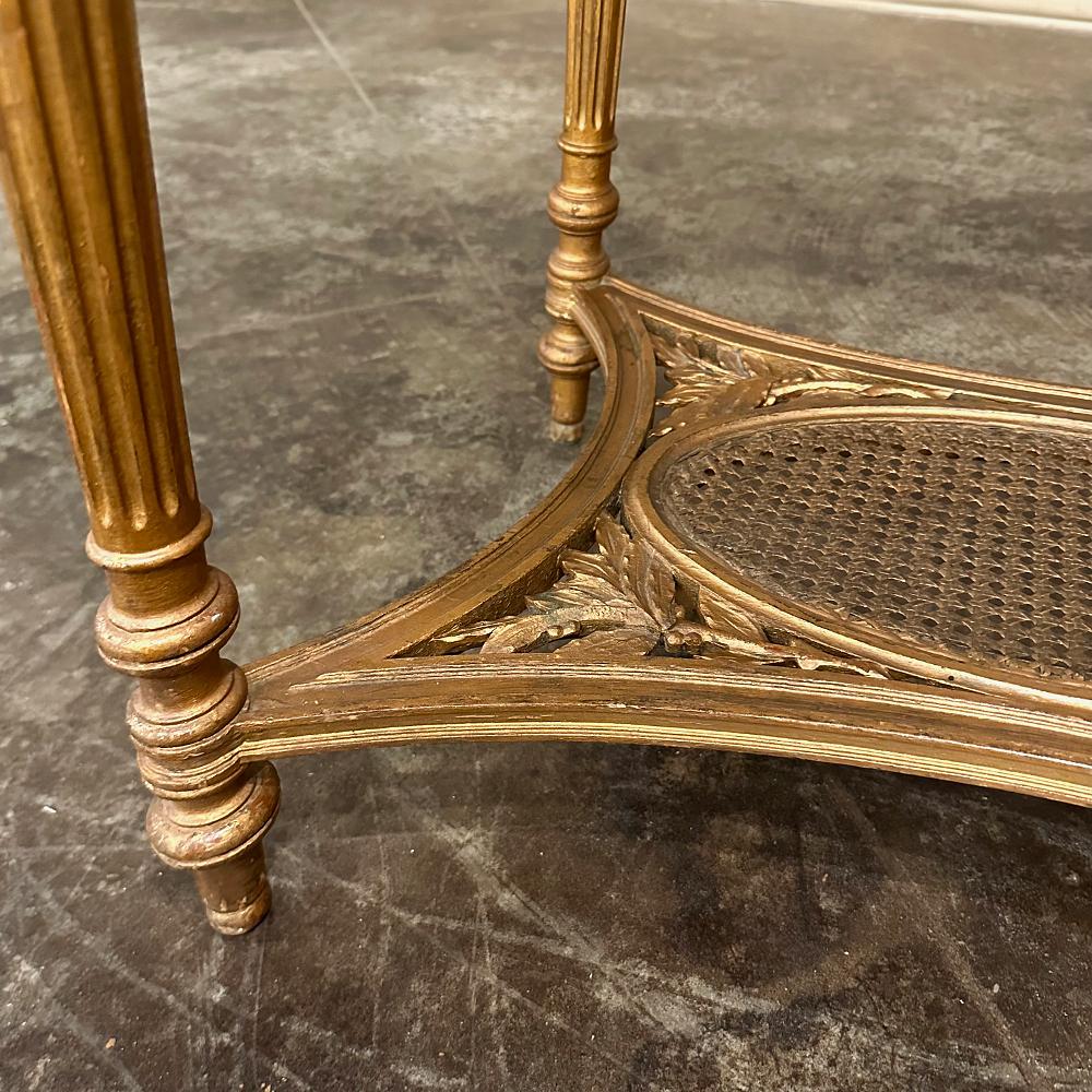 19th Century French Louis XVI Giltwood Marble Top Oval End Table For Sale 12