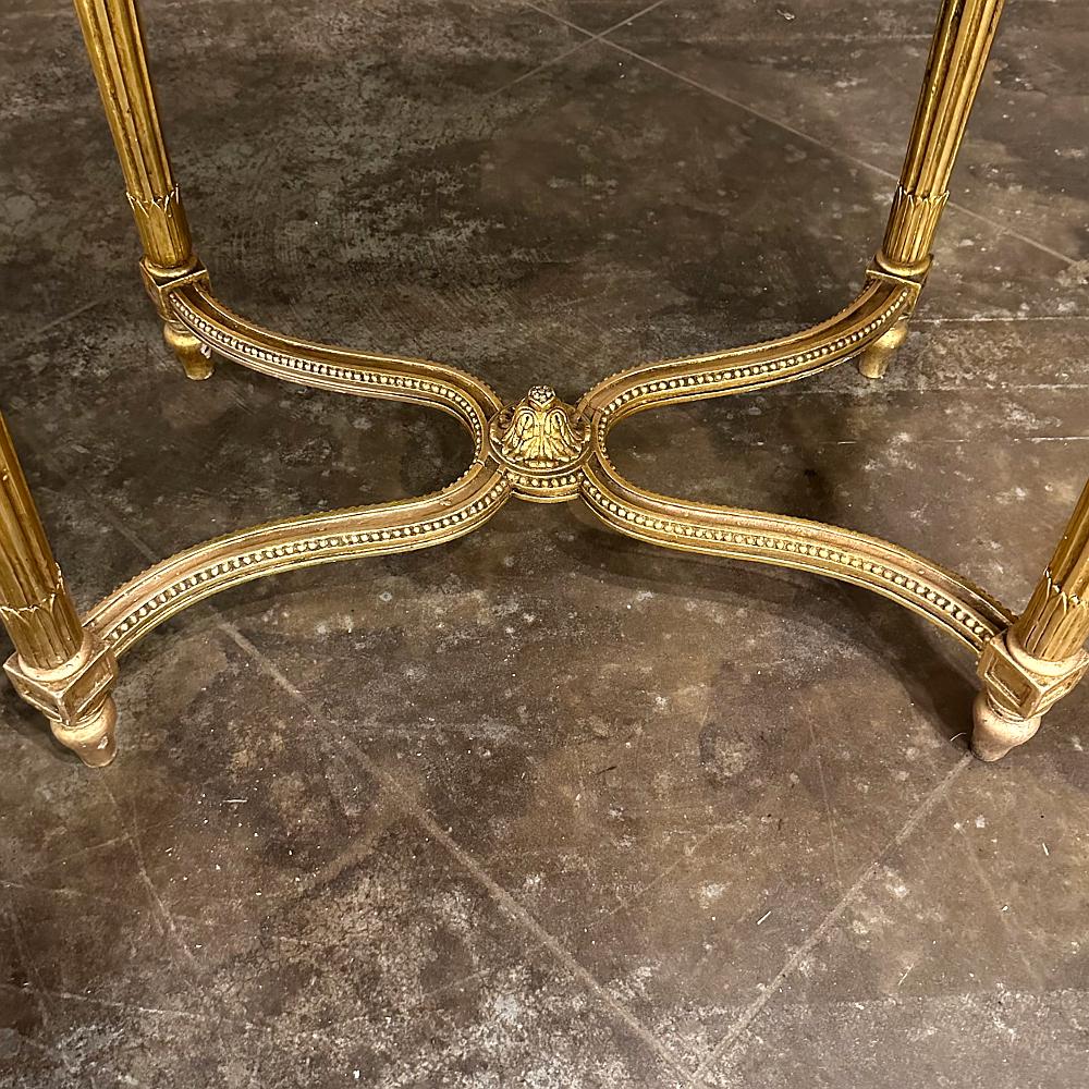 19th Century French Louis XVI Giltwood Marble Top Oval End Table For Sale 14