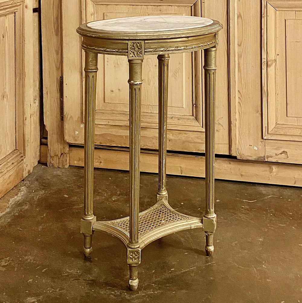 Hand-Crafted 19th Century French Louis XVI Giltwood Marble-Top Oval End Table