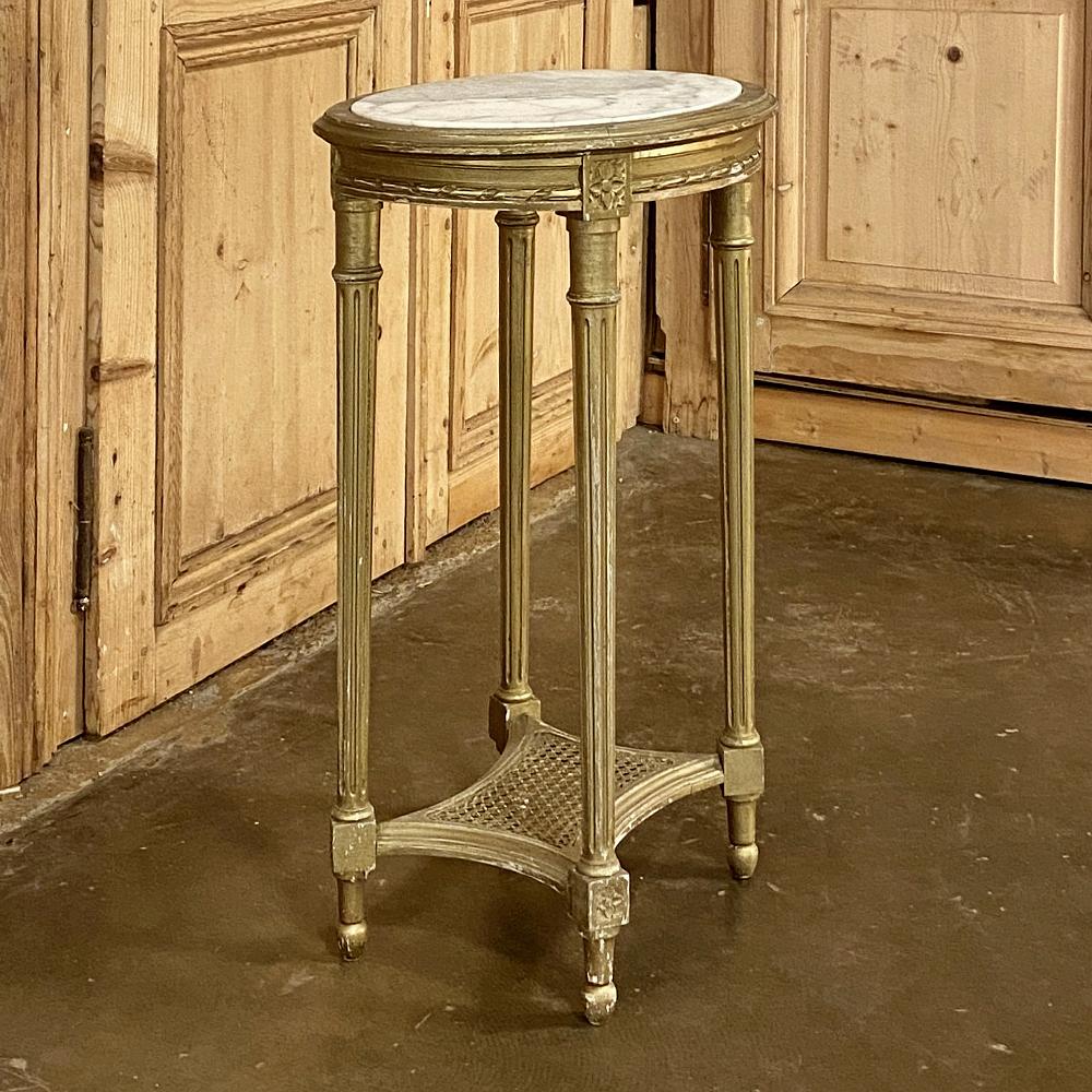 19th Century French Louis XVI Giltwood Marble-Top Oval End Table In Good Condition In Dallas, TX