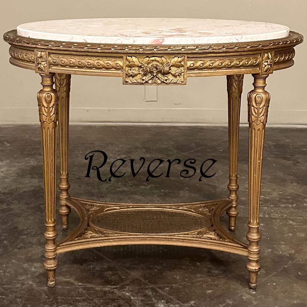 19th Century French Louis XVI Giltwood Marble Top Oval End Table For Sale 2