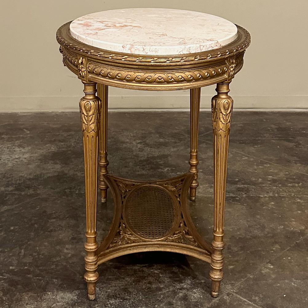 19th Century French Louis XVI Giltwood Marble Top Oval End Table For Sale 3