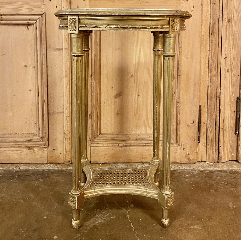 19th Century French Louis XVI Giltwood Marble-Top Oval End Table 5