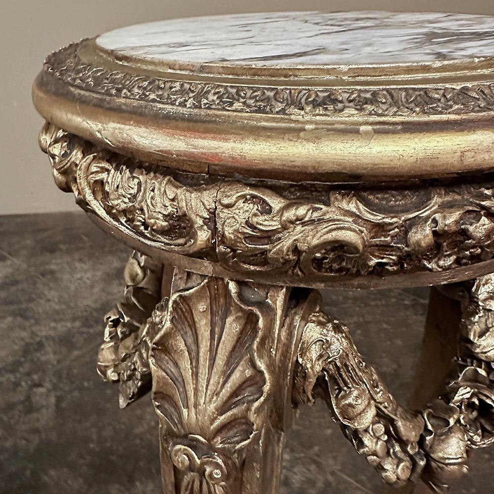 19th Century French Louis XVI Giltwood Marble Top Pedestal For Sale 7