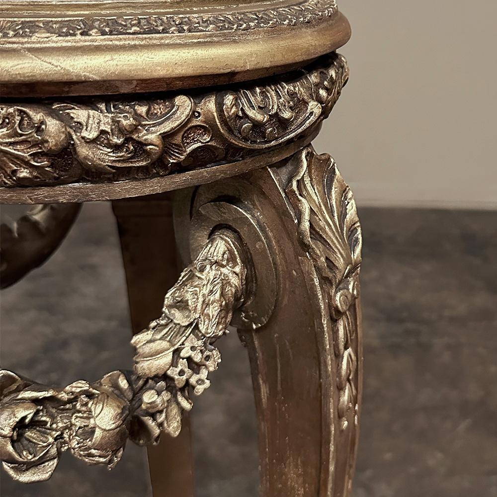 19th Century French Louis XVI Giltwood Marble Top Pedestal For Sale 8