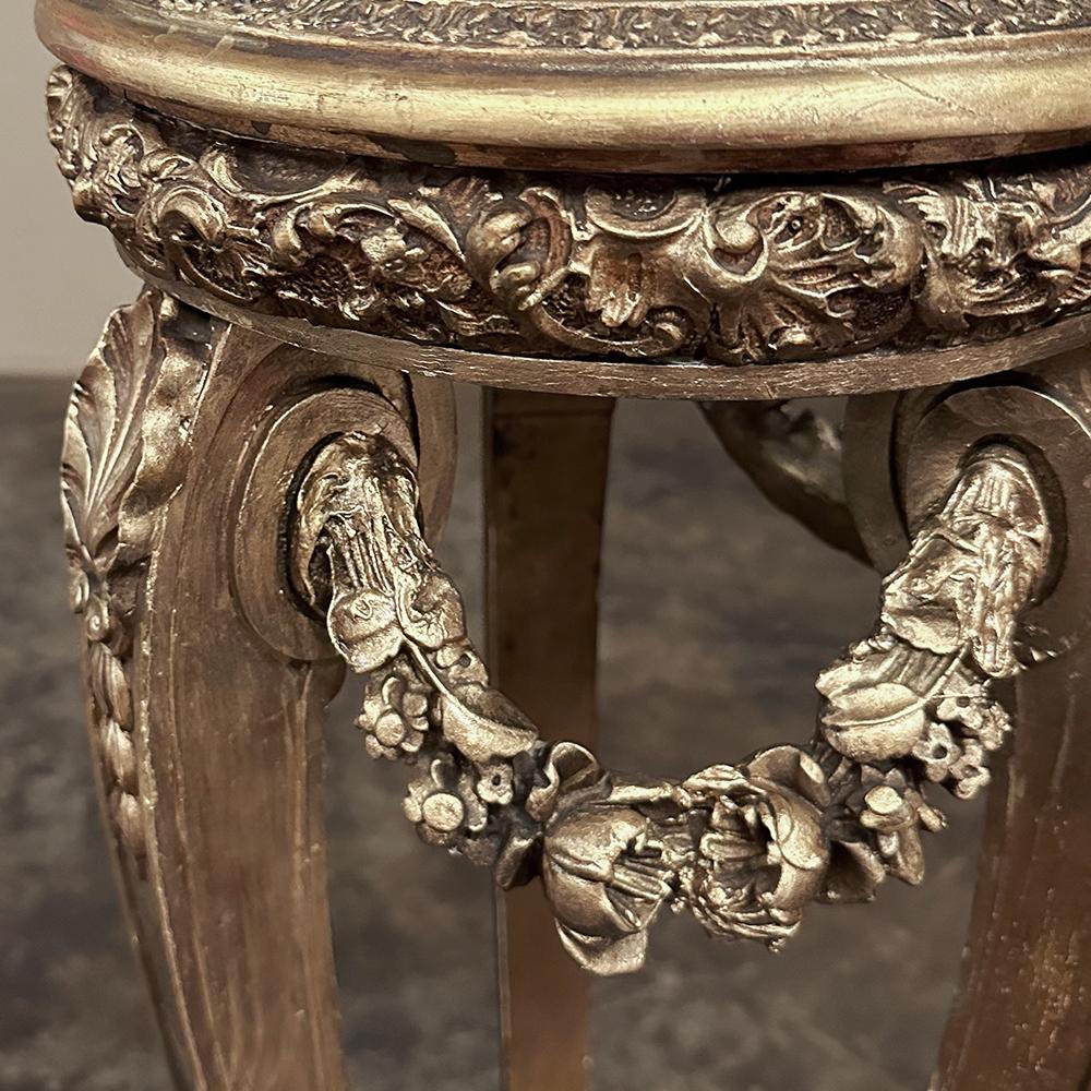 19th Century French Louis XVI Giltwood Marble Top Pedestal For Sale 9