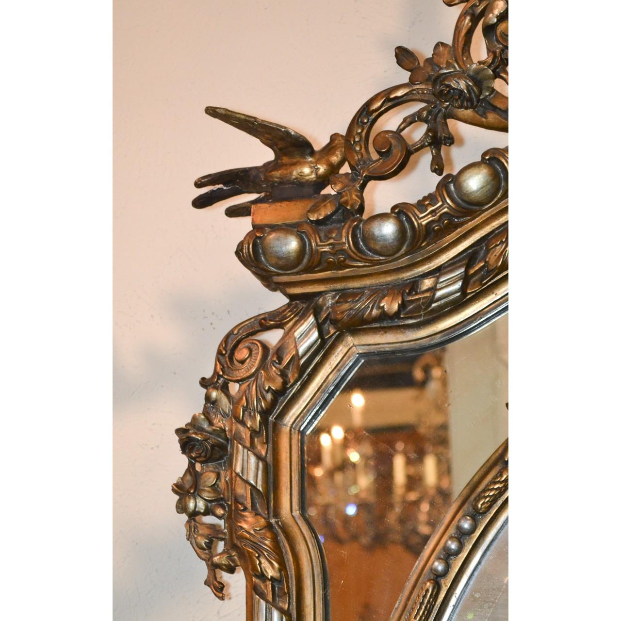 Beveled 19th Century French Louis XVI Giltwood Mirror