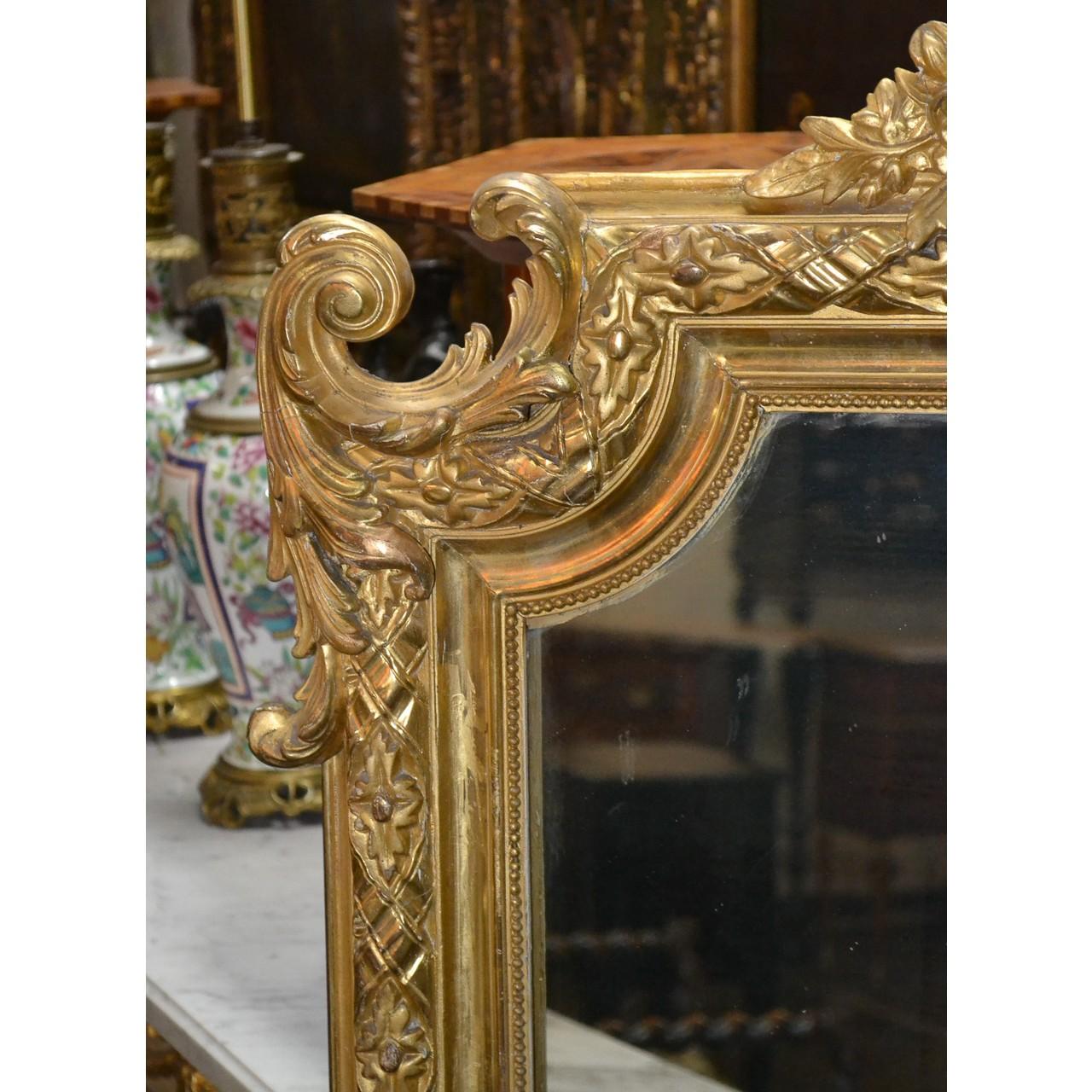 Carved 19th Century French Louis XVI Giltwood Mirror