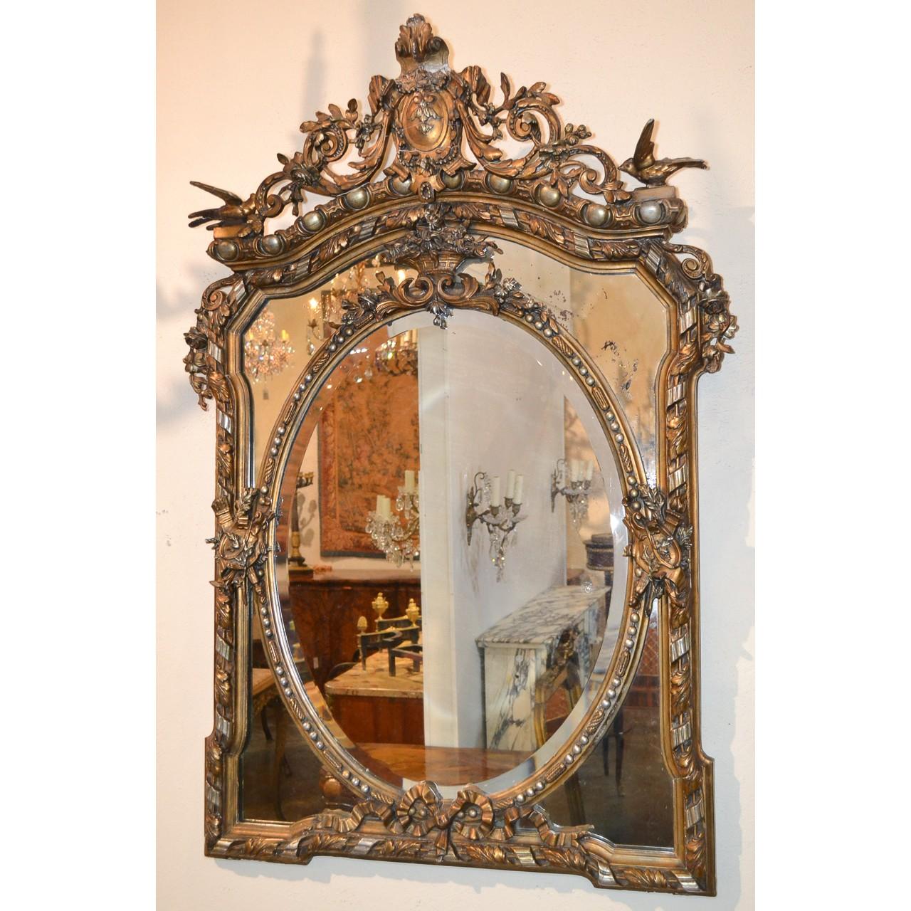 19th Century French Louis XVI Giltwood Mirror In Good Condition In Dallas, TX