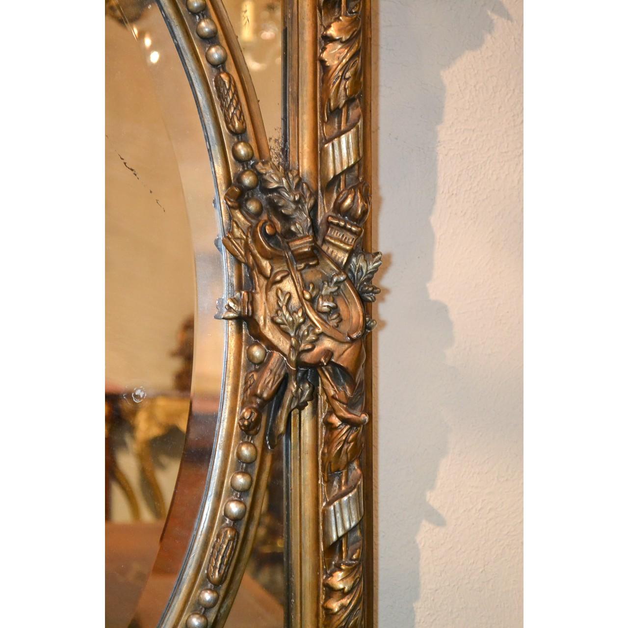 Late 19th Century 19th Century French Louis XVI Giltwood Mirror