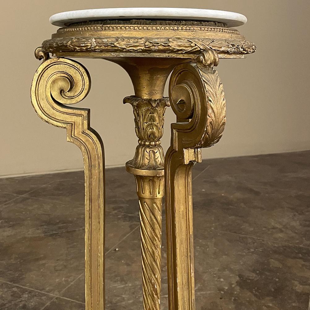 19th Century French Louis XVI Giltwood Pedestal with Carrara Marble Top For Sale 6