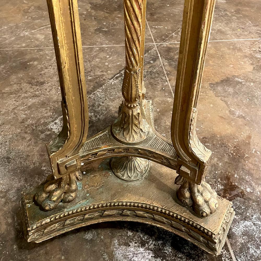 19th Century French Louis XVI Giltwood Pedestal with Carrara Marble Top For Sale 7