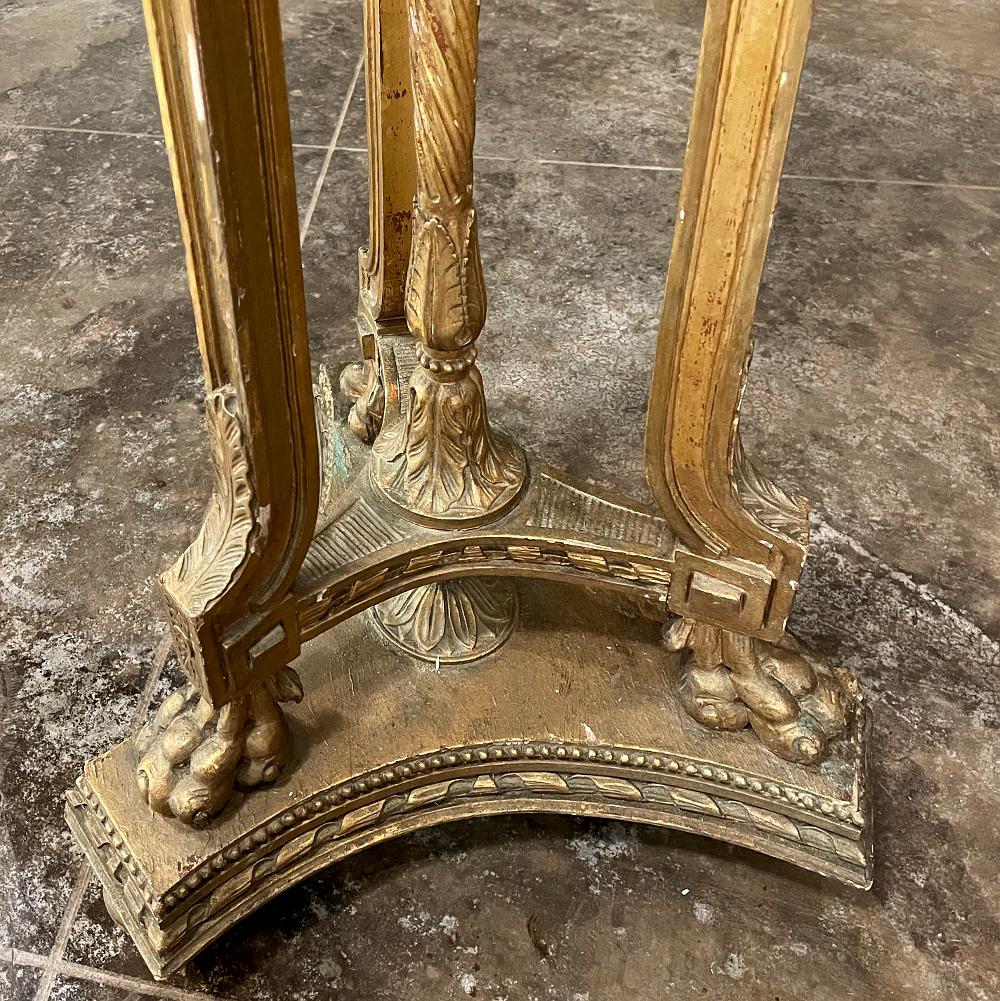19th Century French Louis XVI Giltwood Pedestal with Carrara Marble Top For Sale 8