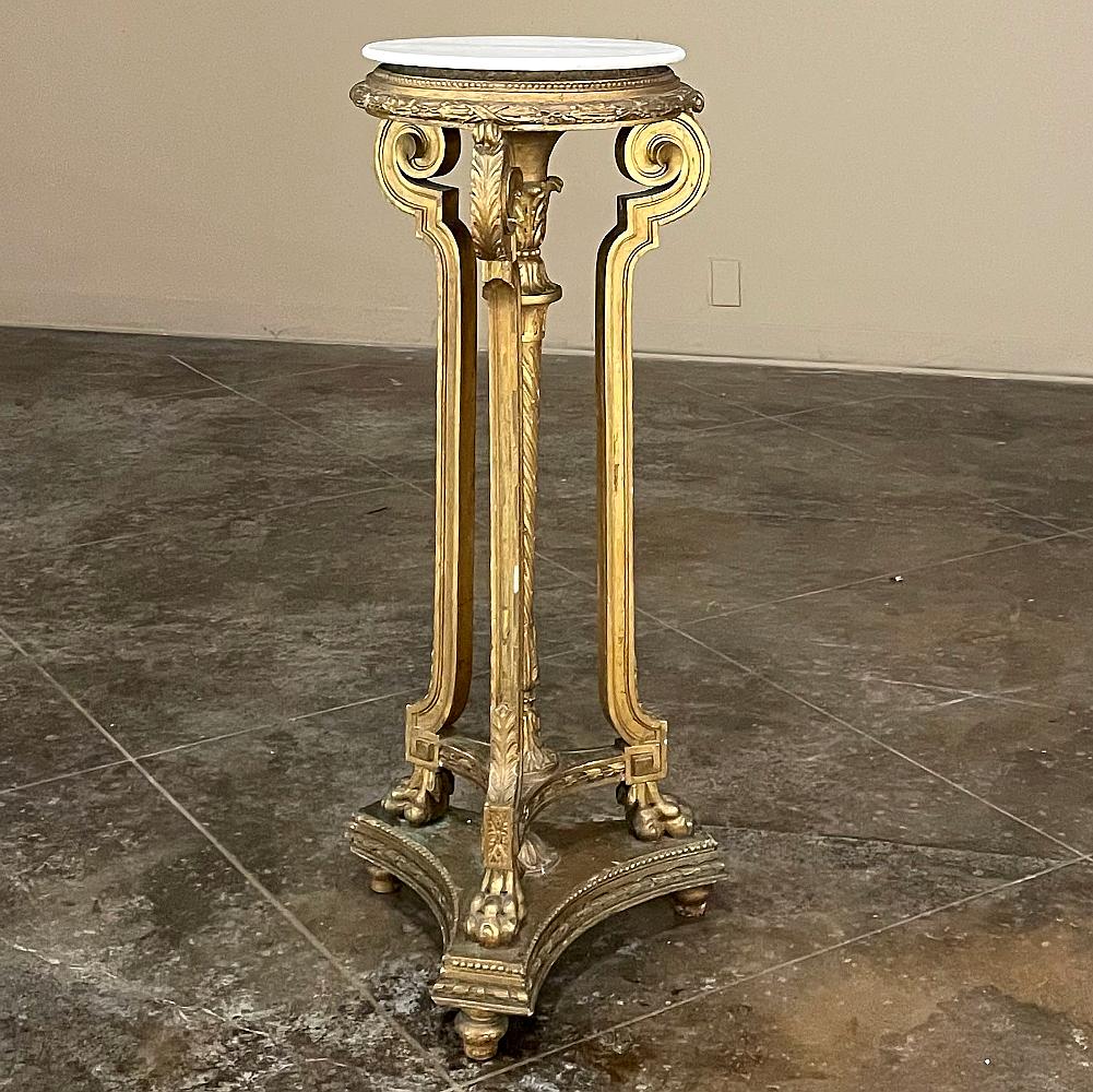 19th Century French Louis XVI Giltwood Pedestal with Carrara Marble Top For Sale 9