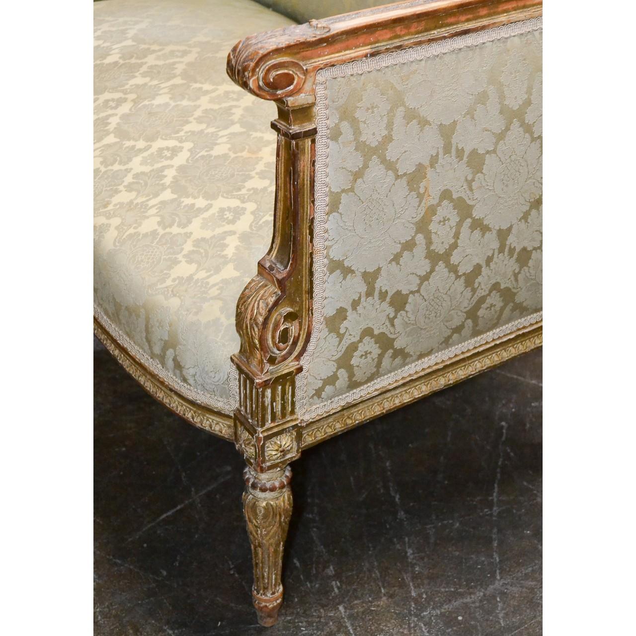 19th Century French Louis XVI Giltwood Settee In Good Condition In Dallas, TX