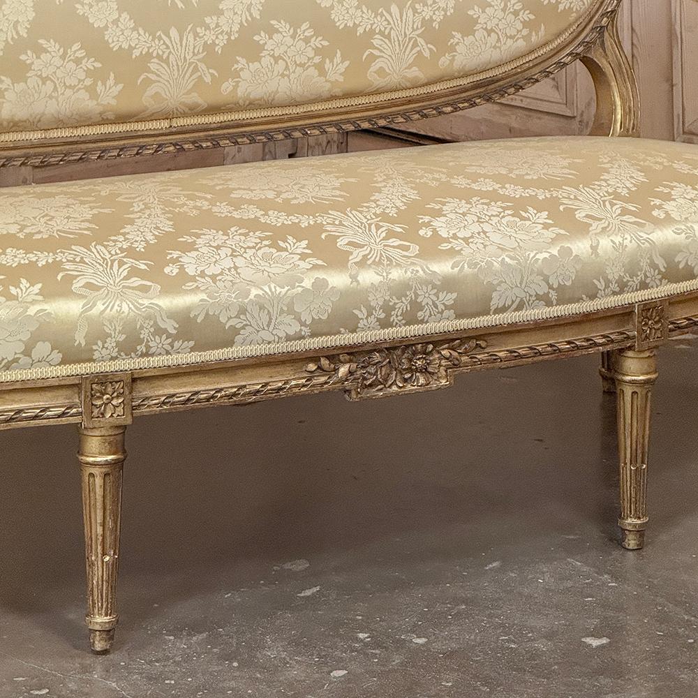 Divano francese Luigi XVI del XIX secolo in legno dorato ~ Canape in vendita 1
