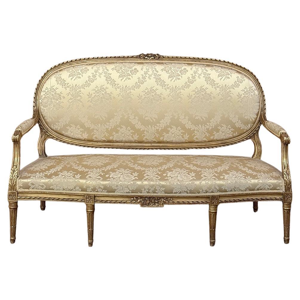 19th Century French Louis XVI Giltwood Sofa ~ Canape