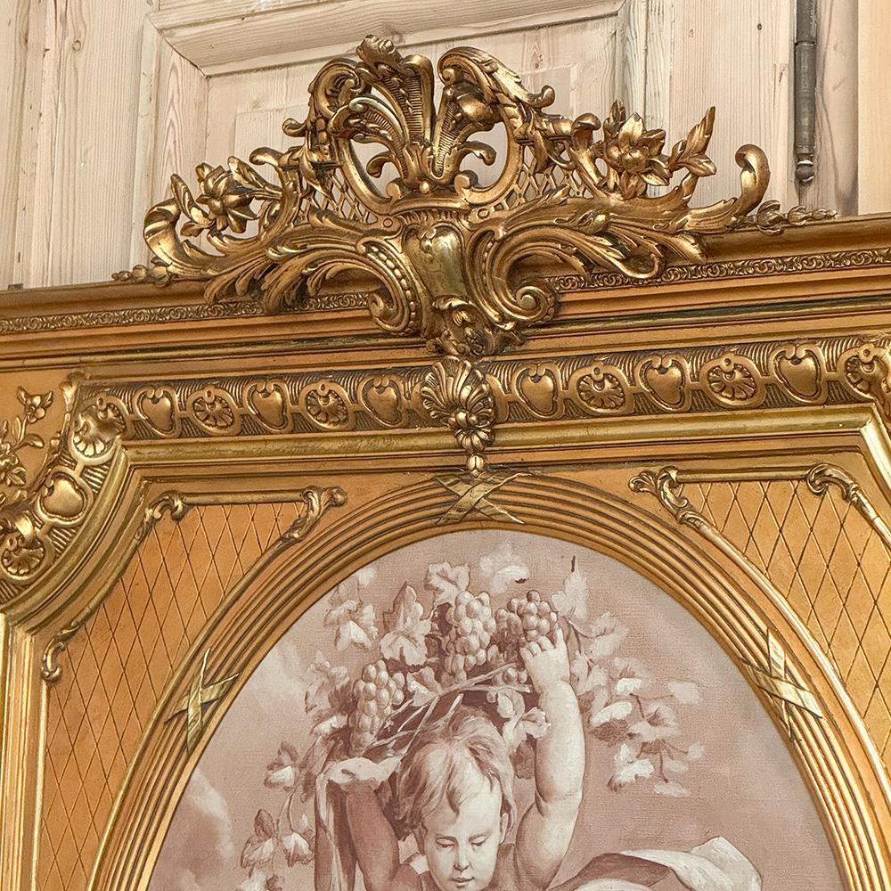 Espejo Trumeau de madera dorada Luis XVI francés del siglo XIX en venta 6
