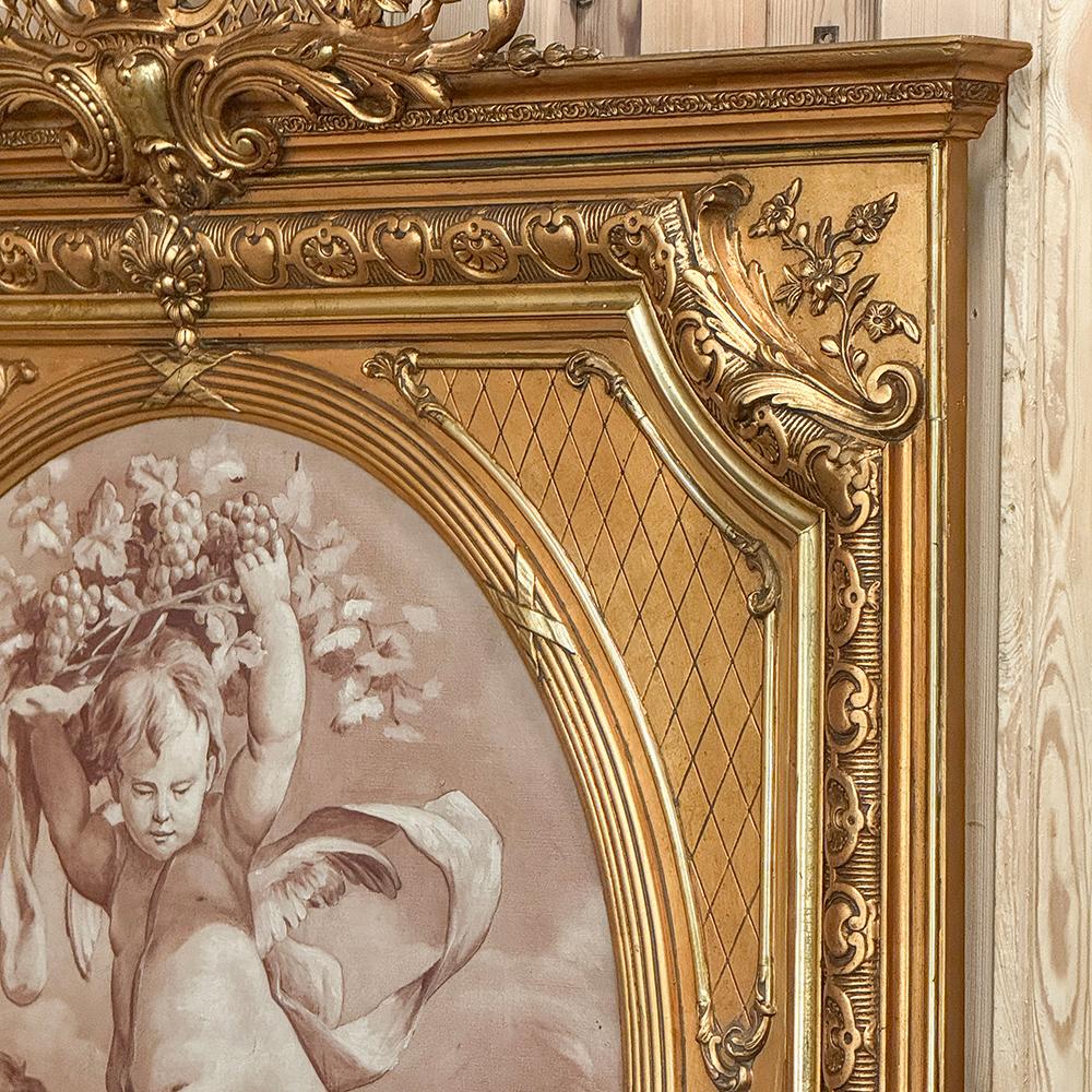 Espejo Trumeau de madera dorada Luis XVI francés del siglo XIX en venta 7