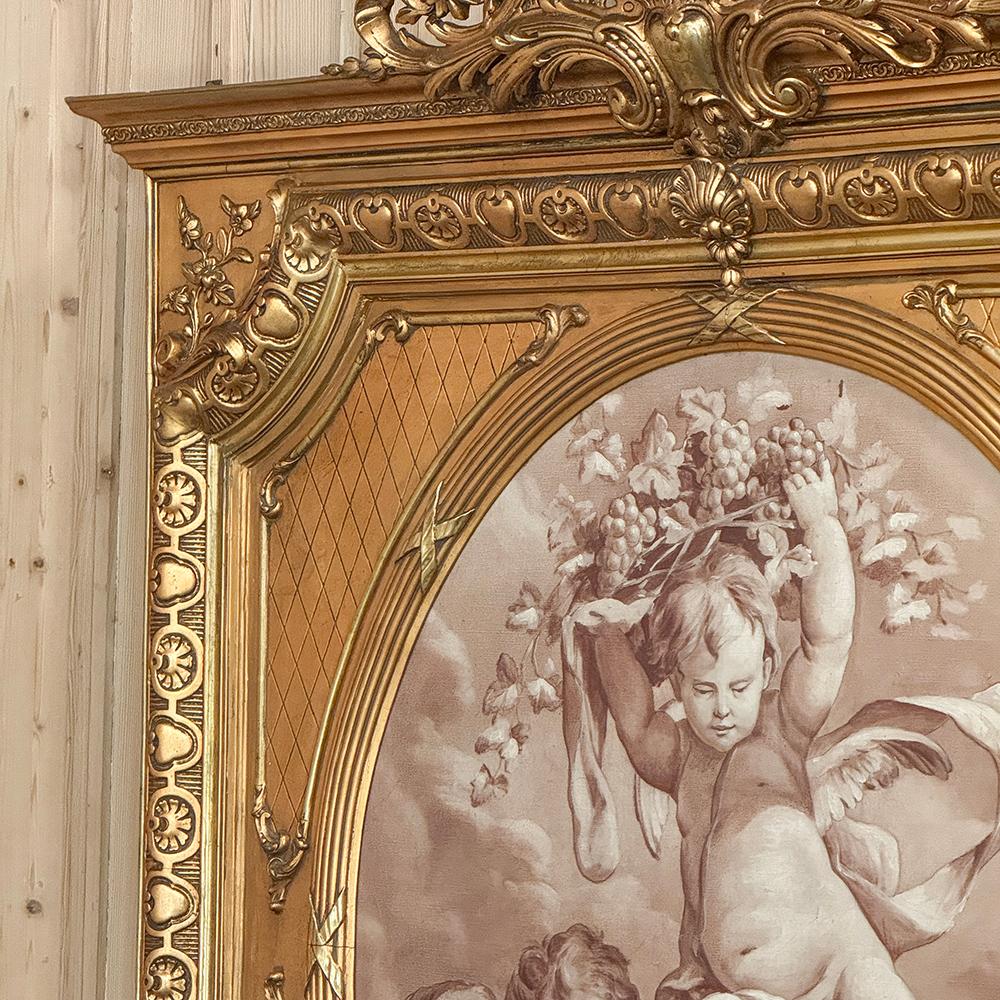 Espejo Trumeau de madera dorada Luis XVI francés del siglo XIX en venta 8