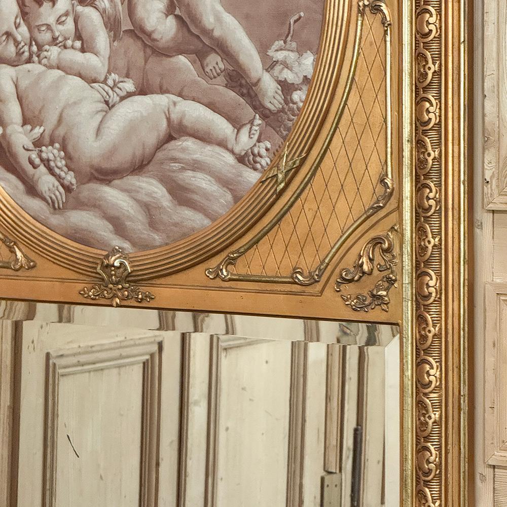 Espejo Trumeau de madera dorada Luis XVI francés del siglo XIX en venta 9