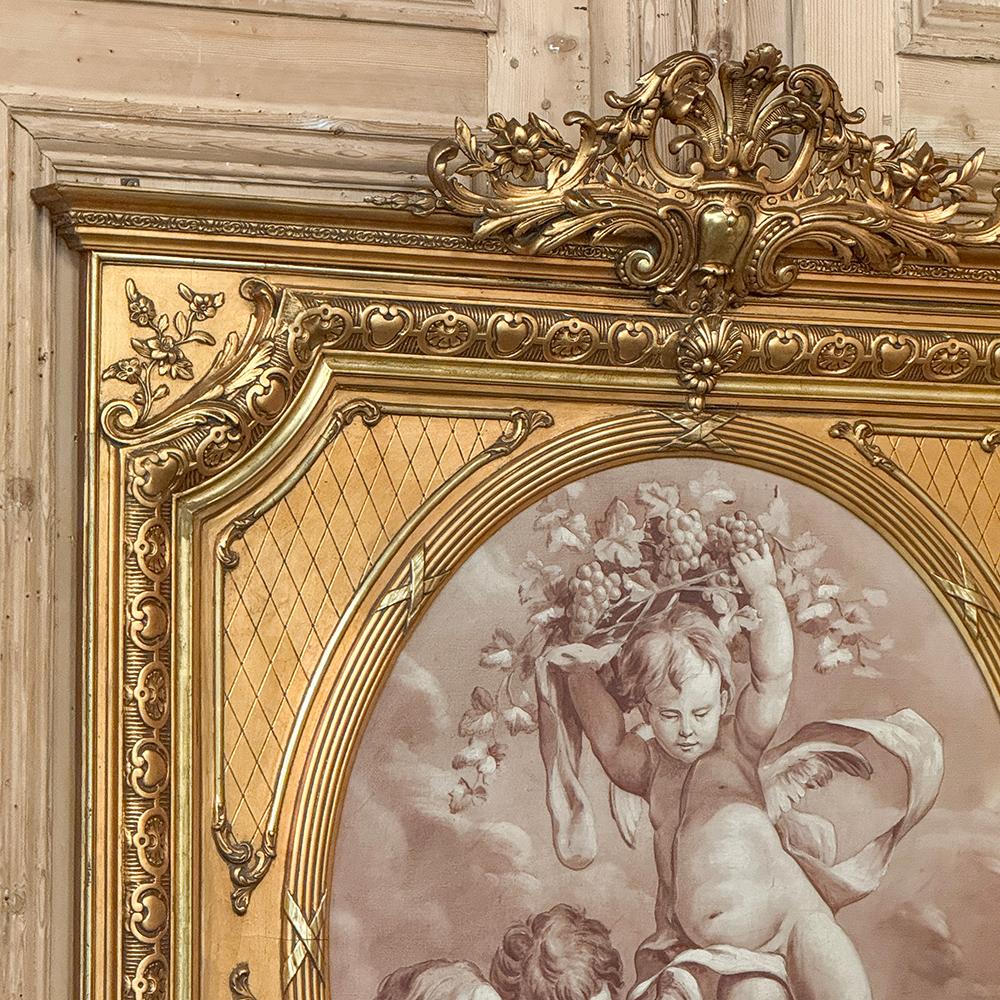 Espejo Trumeau de madera dorada Luis XVI francés del siglo XIX Fines del siglo XIX en venta