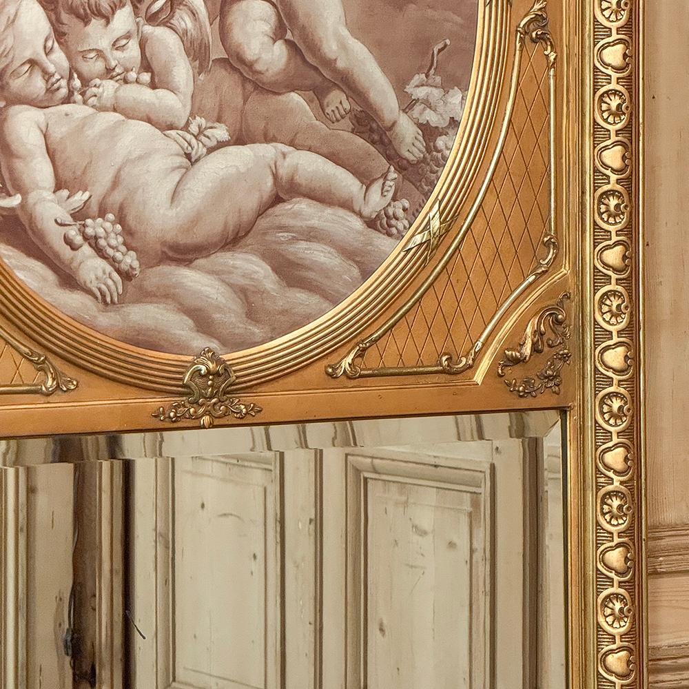 Espejo Trumeau de madera dorada Luis XVI francés del siglo XIX en venta 3