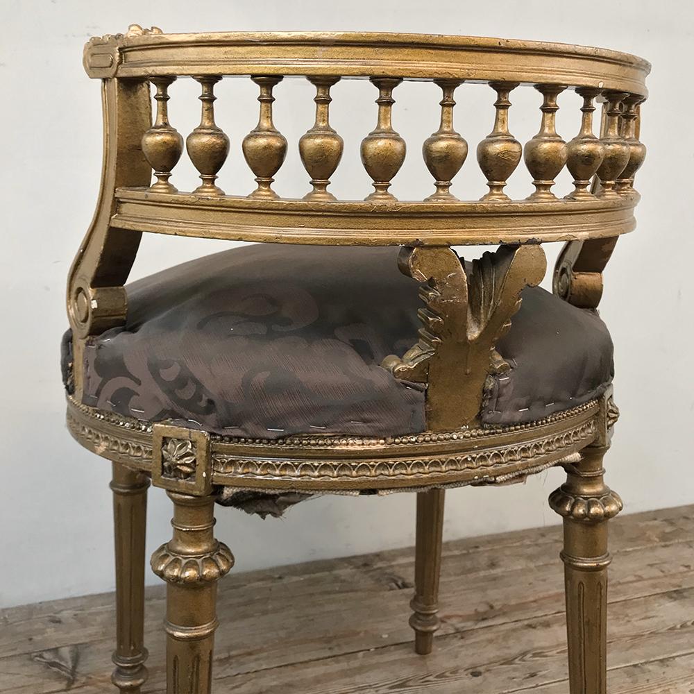 19th Century French Louis XVI Giltwood Vanity Chair 7
