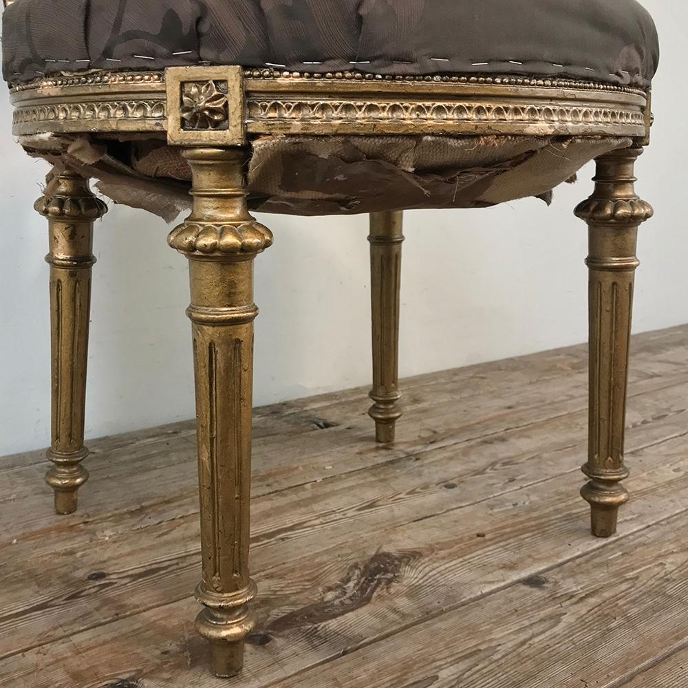 19th Century French Louis XVI Giltwood Vanity Chair 8