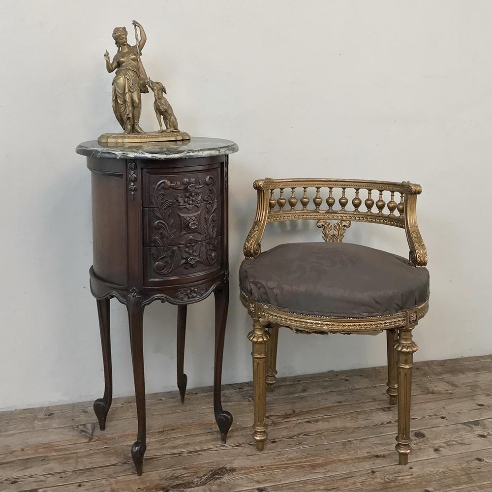 19th Century French Louis XVI Giltwood Vanity Chair 1
