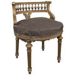 Antique 19th Century French Louis XVI Giltwood Vanity Chair