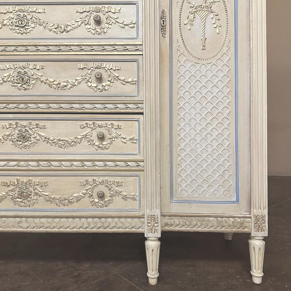 19. Jahrhundert Französisch Louis XVI Grand gemalt Dresser ~ Kommode ~ Wardrobe im Angebot 3