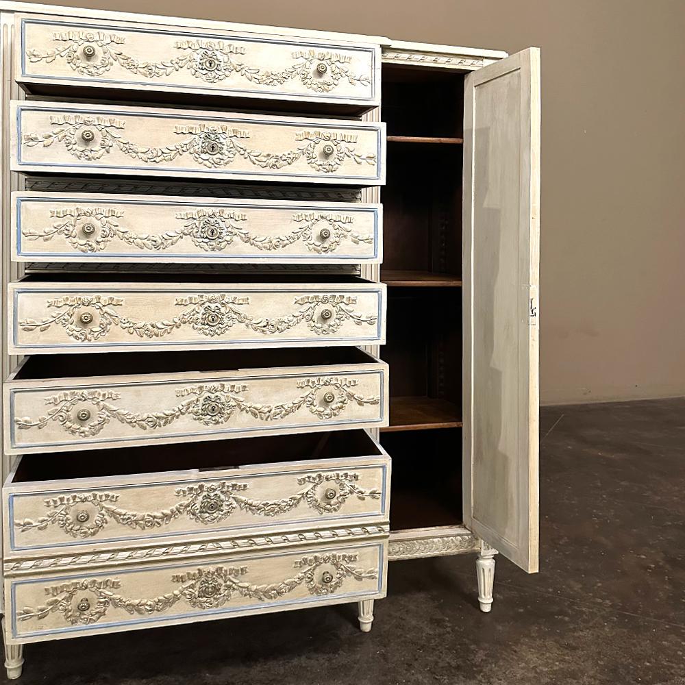 19. Jahrhundert Französisch Louis XVI Grand gemalt Dresser ~ Kommode ~ Wardrobe im Angebot 13